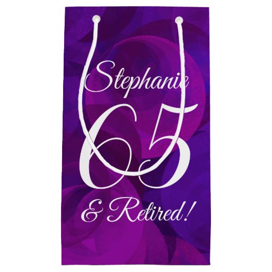 Elegant Paars 65 & Pensioenpartij in ruste Klein Cadeauzakje (Voorkant)