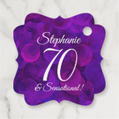 Elegant Paars 70 en Sensational Birthday Party Bedankjes Labels (Achterkant)
