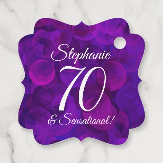 Elegant Paars 70 en Sensational Birthday Party Bedankjes Labels (Achterkant)