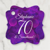 Elegant Paars 70 en Sensational Birthday Party Bedankjes Labels (Voorkant)