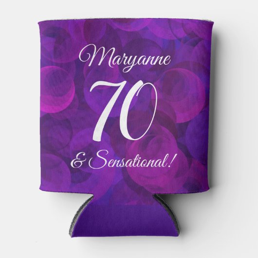 Elegant Paars 70 en Sensational Birthday Party Blikjeskoeler (Voorkant)