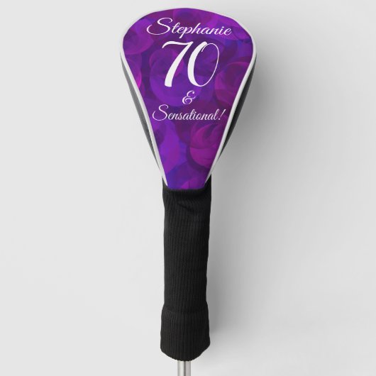 Elegant Paars 70 en Sensational Birthday Party Golfheadcover (Voorkant)