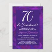 Elegant Paars 70 en Sensational Birthday Party Kaart (Voorkant)
