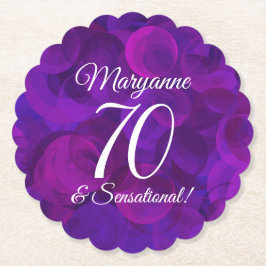 Elegant Paars 70 en Sensational Birthday Party Kartonnen Onderzetters