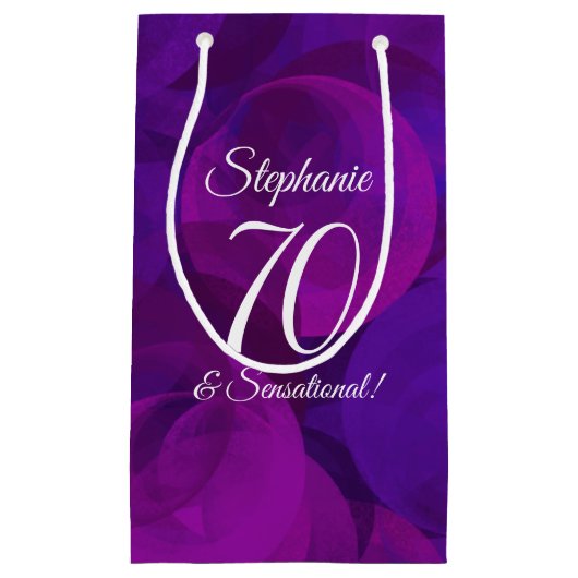 Elegant Paars 70 en Sensational Birthday Party Klein Cadeauzakje (Voorkant)