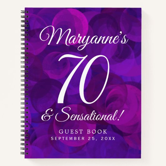 Elegant Paars 70 en Sensational Birthday Party Notitieboek (Voorkant)