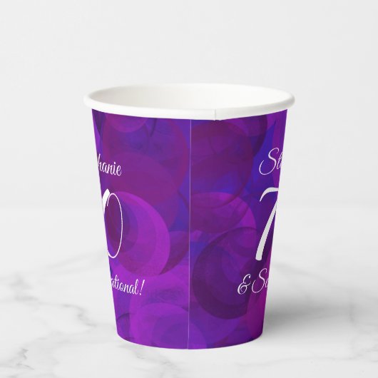 Elegant Paars 70 en Sensational Birthday Party Papieren Bekers (Rechts)