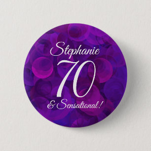 Elegant Paars 70 en Sensational Birthday Party Ronde Button 5,7 Cm