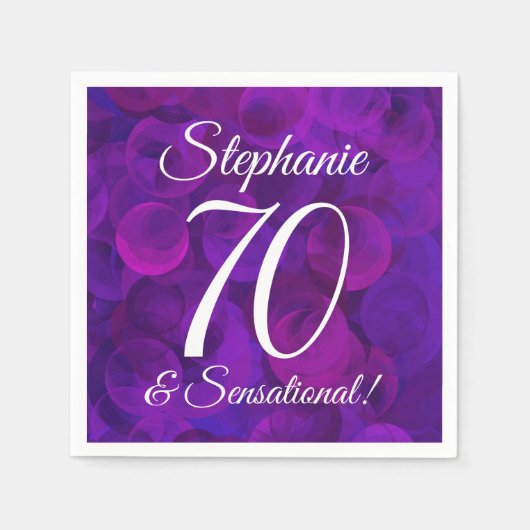 Elegant Paars 70 en Sensational Birthday Party Servet (Voorkant)