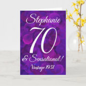 Elegant Paars 70 en sensationeel gepersonaliseerd Kaart (Gele Bloem)