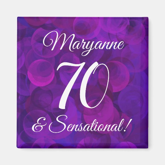 Elegant Paars 70 & Sensational Birthday Party Magneet (Voorkant)