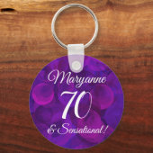 Elegant Paars 70 & Sensational Birthday Party Sleutelhanger (Voorkant)