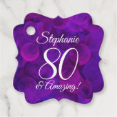 Elegant Paars 80 en Amazing Birthday Party Bedankjes Labels (Voorkant)