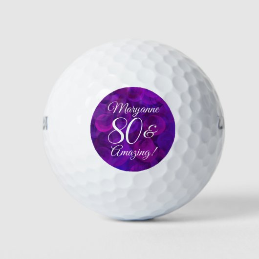 Elegant Paars 80 en Amazing Birthday Party Golfballen (Voorkant)