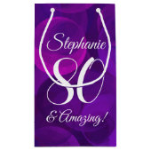 Elegant Paars 80 en Amazing Birthday Party Klein Cadeauzakje (Achterkant)