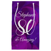 Elegant Paars 80 en Amazing Birthday Party Klein Cadeauzakje (Voorkant)