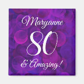 Elegant Paars 80 en Amazing Birthday Party Magneet (Voorkant)