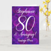 Elegant Paars 80 en de verbluffende personaliseer Kaart (Gele Bloem)