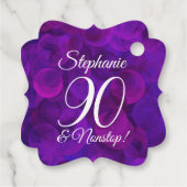 Elegant Paars 90 en Amazing Birthday Party Bedankjes Labels (Achterkant)