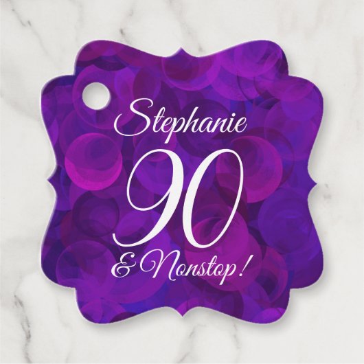 Elegant Paars 90 en Amazing Birthday Party Bedankjes Labels (Voorkant)