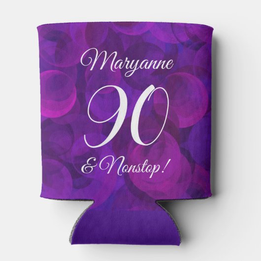 Elegant Paars 90 en Nonstop Birthday Party Blikjeskoeler (Achterkant)