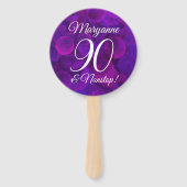 Elegant Paars 90 en Nonstop Birthday Party Handwaaier (Achterkant)