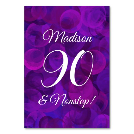 Elegant Paars 90 en Nonstop Birthday Party Kaart (Achterkant)