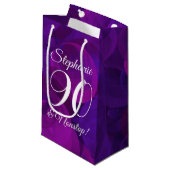 Elegant Paars 90 en Nonstop Birthday Party Klein Cadeauzakje (Voorkant Gekanteld)