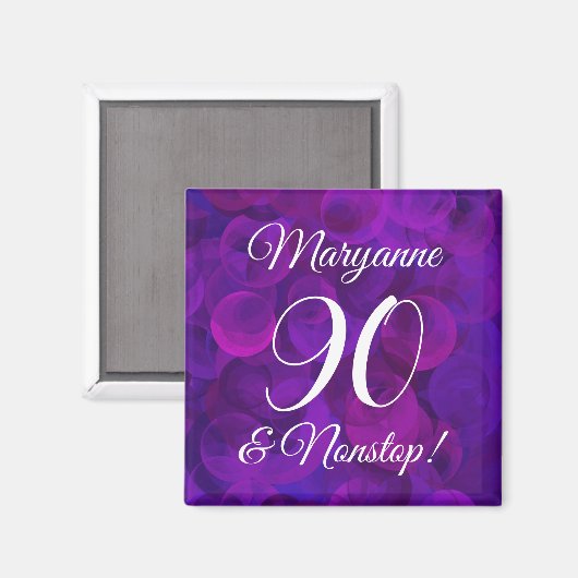 Elegant Paars 90 en Nonstop Birthday Party Magneet (Voorkant / Achterkant)
