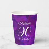 Elegant Paars 90 en Nonstop Birthday Party Papieren Bekers (Achterkant)