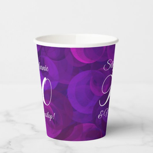 Elegant Paars 90 en Nonstop Birthday Party Papieren Bekers (Links)