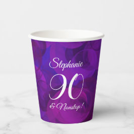 Elegant Paars 90 en Nonstop Birthday Party Papieren Bekers