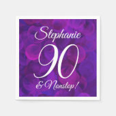 Elegant Paars 90 en Nonstop Birthday Party Servet (Voorkant)