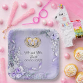 Elegant Paars Aanpasbaar Huwelijk Papieren Bordje (Feest)