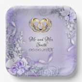 Elegant Paars Aanpasbaar Huwelijk Papieren Bordje (Voorkant)