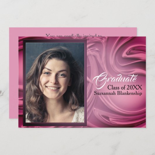Elegant Paars Abstract Afstuderen Foto Kaart (Voorkant / Achterkant)