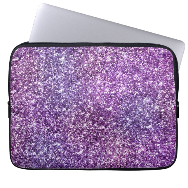 Elegant Paars Abstract Stijlvol Chic Patroon Laptop Sleeve (Voorkant)