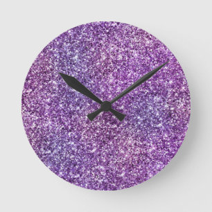 Elegant Paars Abstract Stijlvol Chic Patroon Ronde Klok