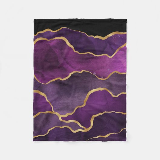 Elegant Paars Abstract Waterverf Patroon Fleece Deken (Voorkant)