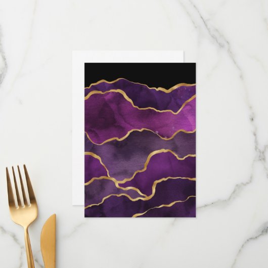 Elegant Paars Abstract Waterverf Patroon Menu (Voorkant / Achterkant in situ)