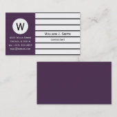 Elegant Paars, Acai Violet Monogram Professional Visitekaartje (Voorkant / Achterkant)