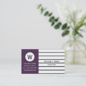 Elegant Paars, Acai Violet Monogram Professional Visitekaartje (Staand voorkant)