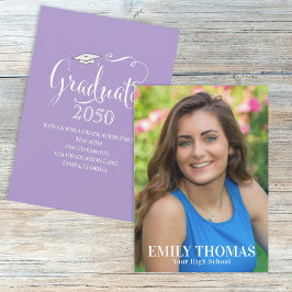 Elegant Paars Afstuderen Calligrafie Eenvoudige fo Kaart