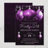 Elegant Paars Agate Baubles 21ste verjaardag Kaart (Voorkant / Achterkant)