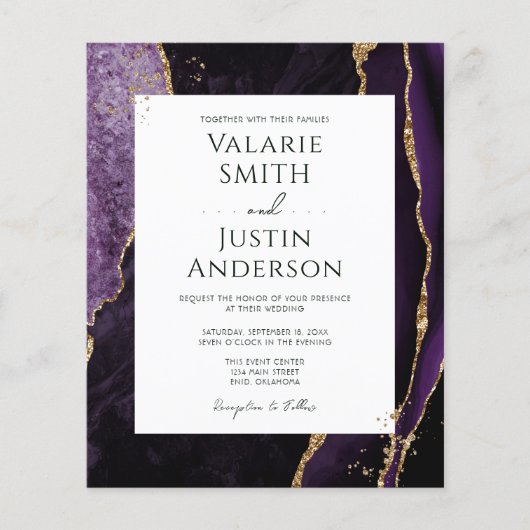 Elegant Paars Agate Budget Weddenschap All in One (Voorkant)