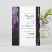 Elegant Paars Agate Budget Weddenschap All in One Kaart (Staand voorkant)