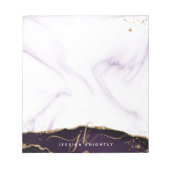 Elegant Paars Agate Marble Gold Glitter Monogram Notitieblok (Voorkant)