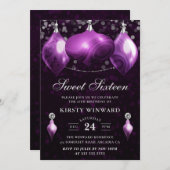 Elegant Paars Agate Winter Baubles Sweet 16 Kaart (Voorkant / Achterkant)