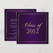 Elegant Paars and Gold Class of 2012 Invitation Kaart (Voorkant / Achterkant)