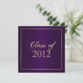 Elegant Paars and Gold Class of 2012 Invitation Kaart (Staand voorkant)